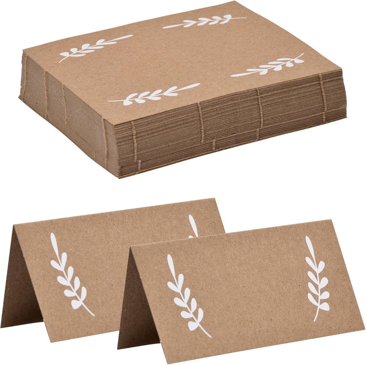 60 stuks tafelkaarten, bruiloft, bruin, naamkaarten, feestkaarten, 10 x 9 cm, plaatskaarten, kraftpapier, tafelkaarten, bruin, blanco kraftpapier, kaarten voor verjaardag, vormsel, bruiloft,