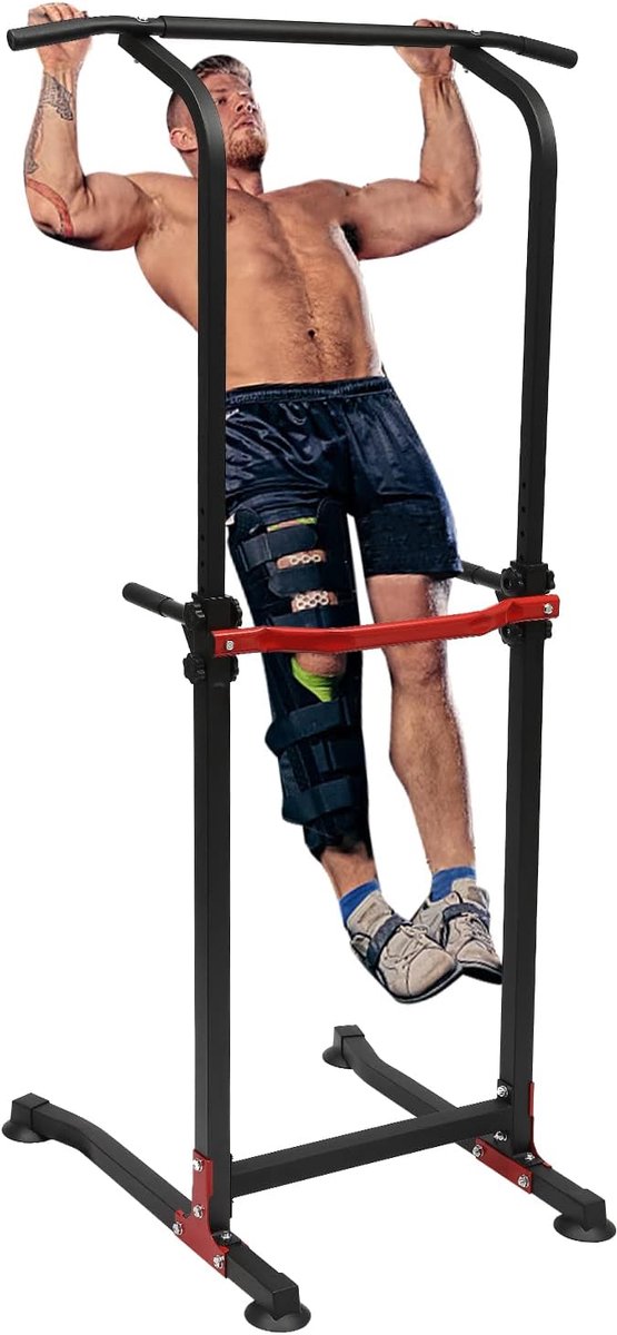 Power Tower Dip Station - Vrijstaand - Hoogte verstelbaar 165-210 cm - Effectieve full body workout - SnelShoppen
