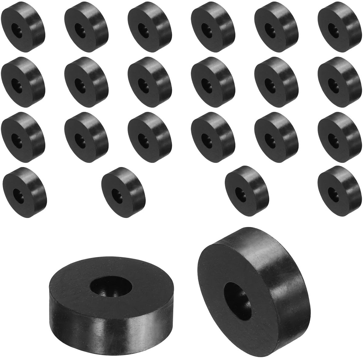 24 stuks rubberen sluitringen rubberspacers 30 mm buitendiameter x 10 mm binnendiameter x 10 mm hoogte Zwart ronde afstandshulzen Dikke rubberen schijven rubberen afstandshouders