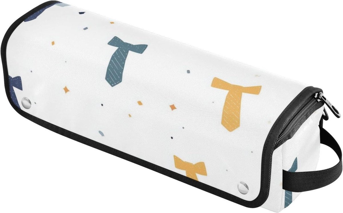 Krultang Reisetui - Hittebestendige Mat - Haarstyling Opbergen - Magnetisch Afneembaar - 14.5 x 3.9 Inch - Stip Wit