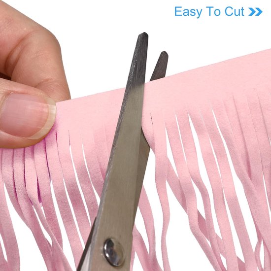 2 meter 30,5 cm PU lederen franje lint dubbelzijdig lederen naaien kwasten franjes voor doe-het-zelf naaien jurk handwerk rok decoratie, roze — afbeelding 2