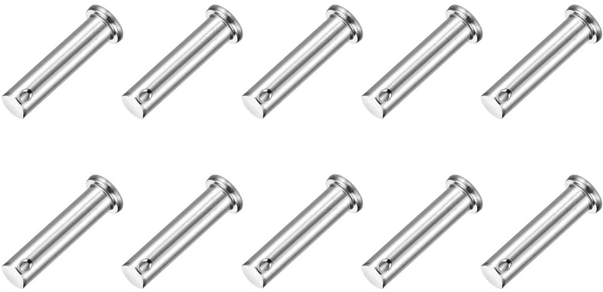 10 stuks M10 x 40 mm enkele gat splintbouten, 304 roestvrij staal, platte kop, aanhangersplintbouten voor aanhangervergrendeling, monteurreparatie, meubelinstallatie, industriële