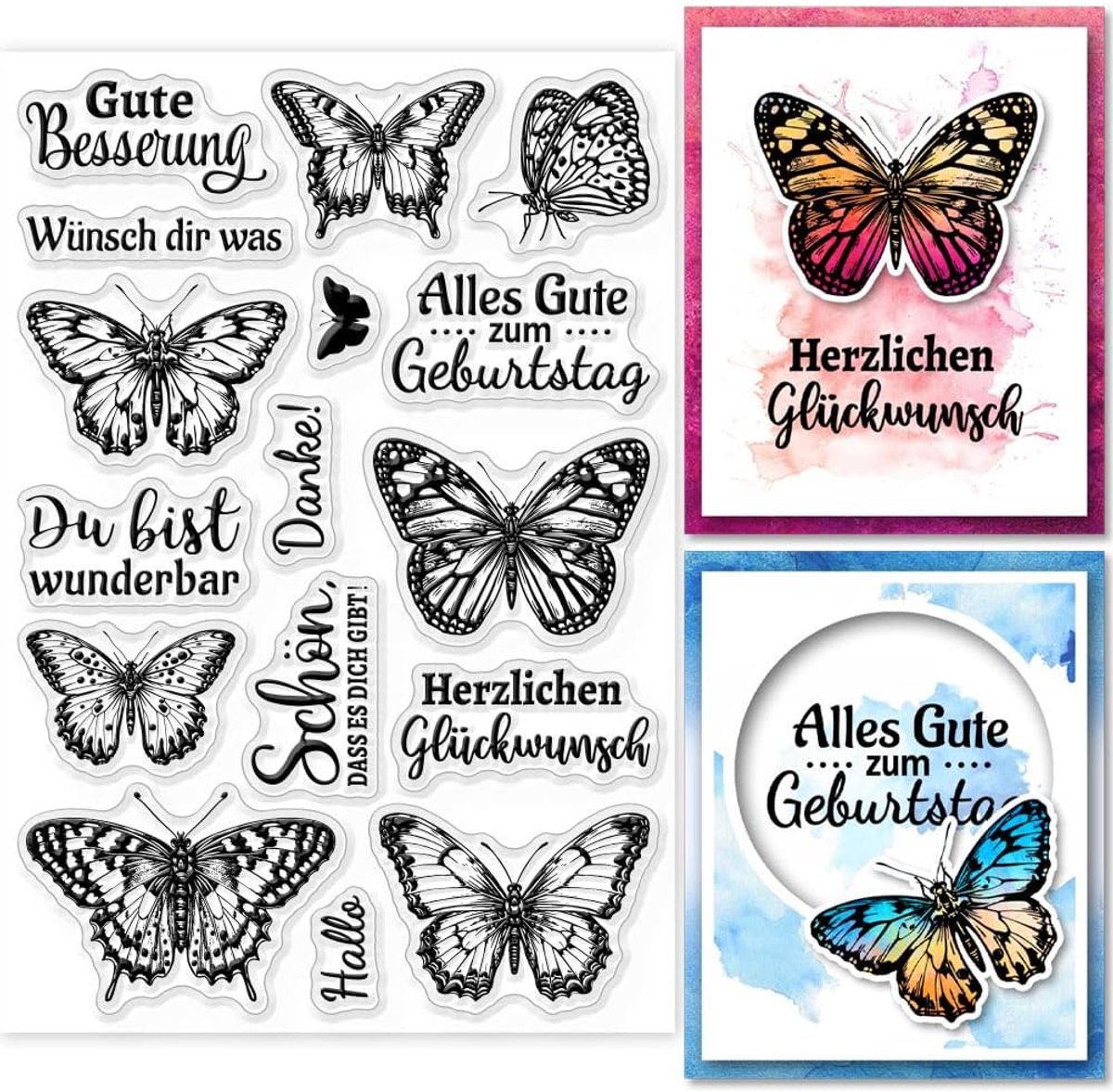 Spreuken Duitse en vlinder transparante stempel voor doe-het-zelf scrapbooking Duits emotioneel woord siliconen stempel transparante stempel zegel voor kaarten dagboek