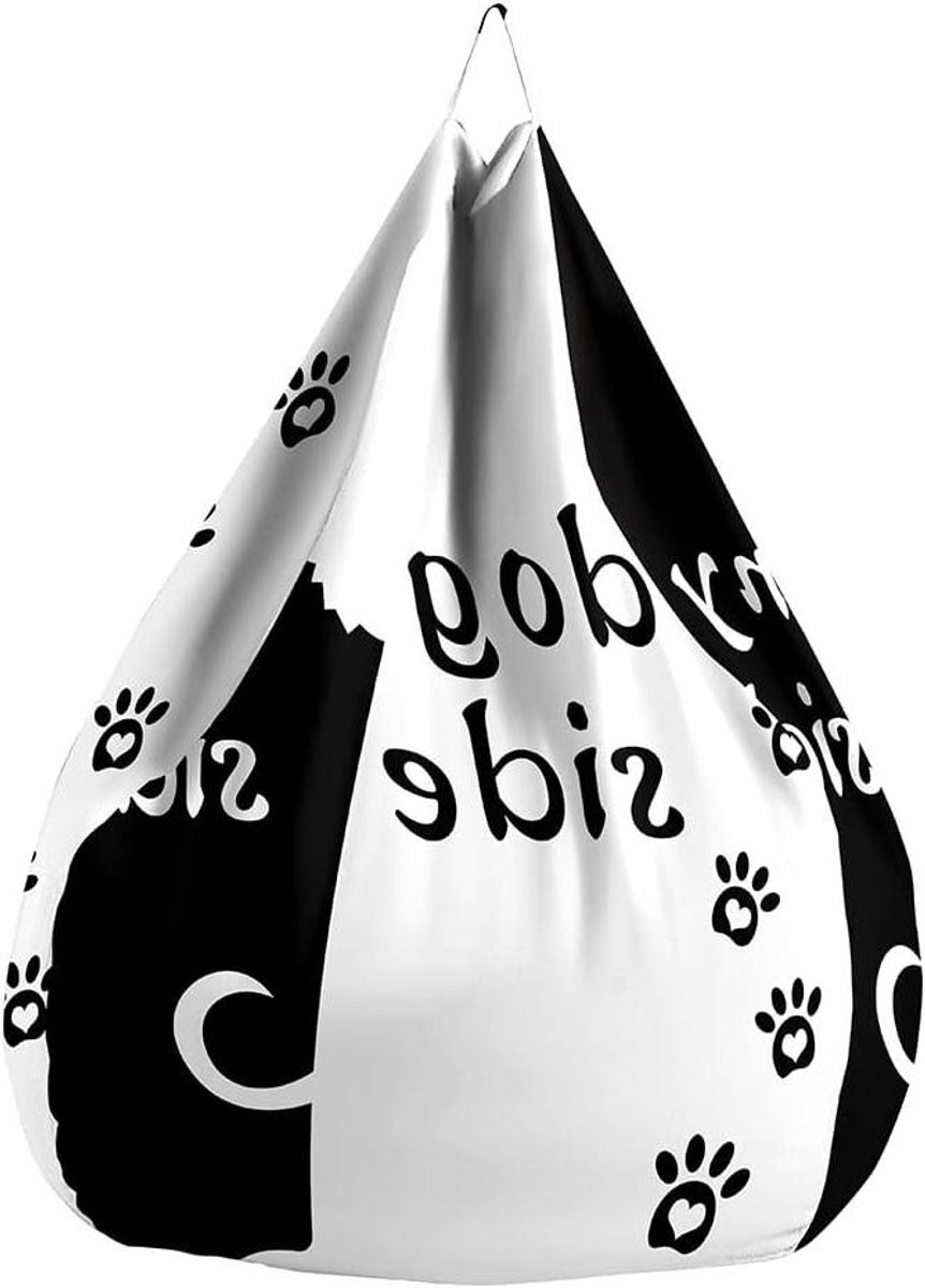 Zitzak Stoelhoes - Luie Bank Cover - Speelgoed Opslag - Wasbare Katoen Linnen - 100x120cm - Zwart Wit