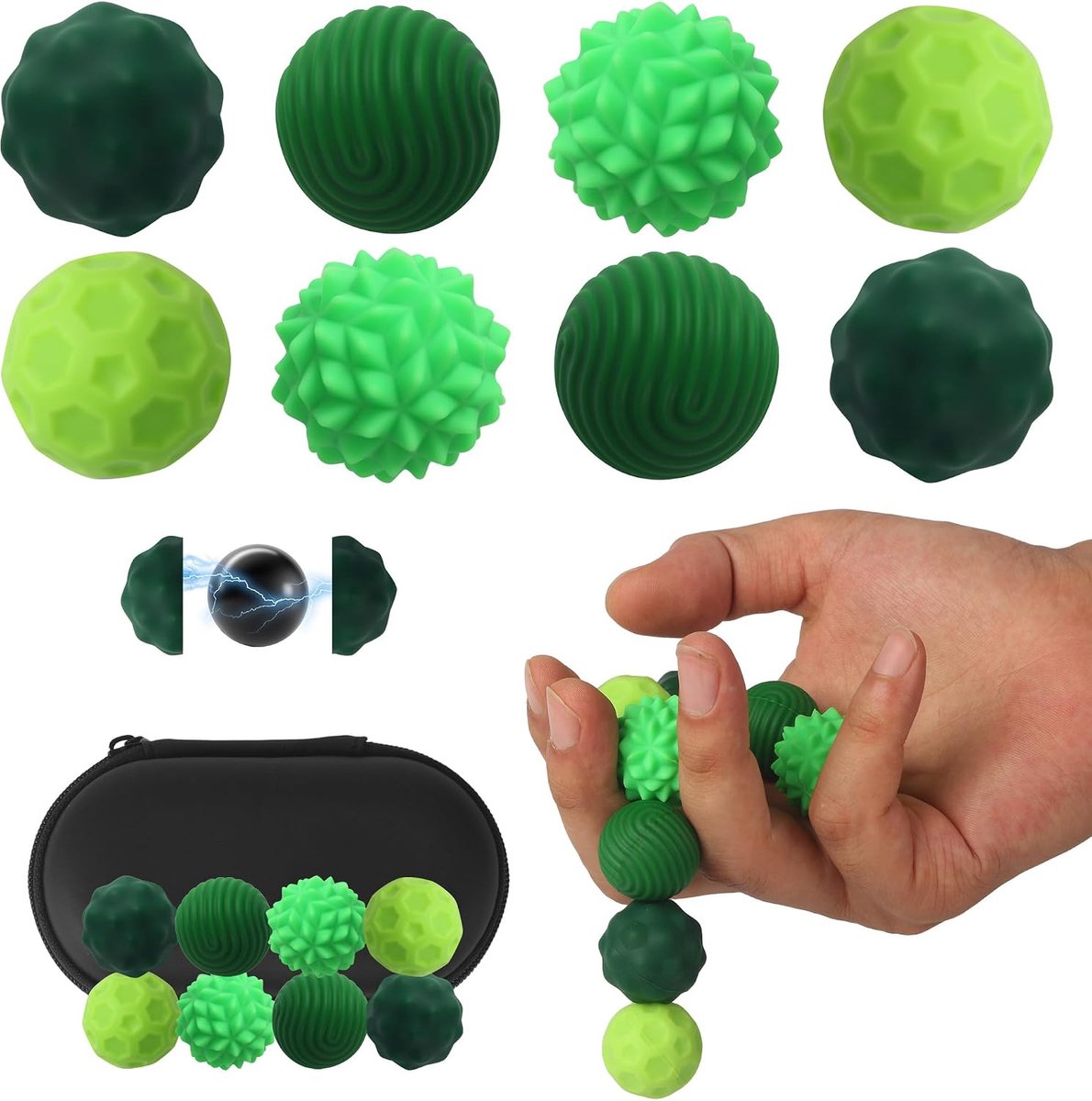 8 stuks magnetisch fidget-speelgoed, fidget-ballen, magneetspel, magnetische ballen, stressbal, siliconen sensorisch speelgoed, textuur, anti-stress ballen, sensorisch speelgoed voor ADHD, kinderen en