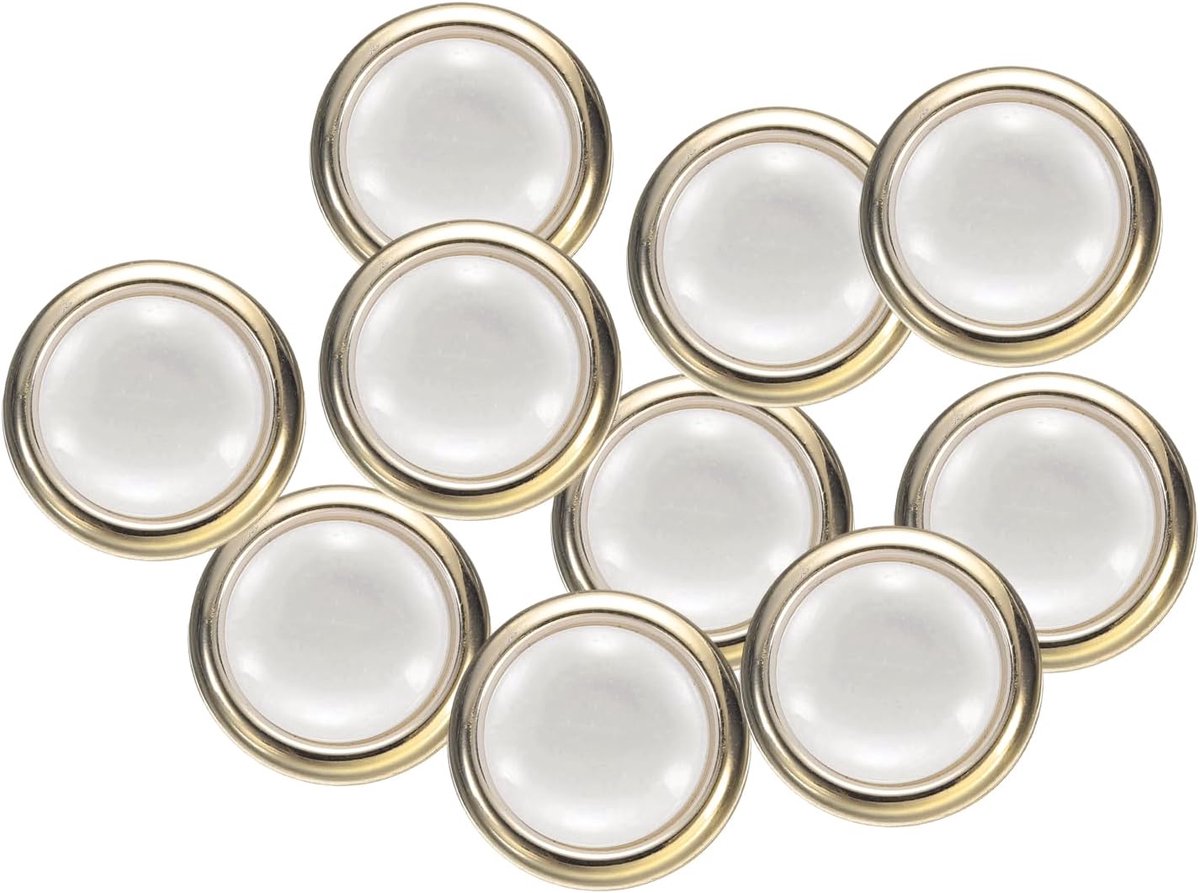 10 stuks 40L Kunstmatige Kralen Plastic Knopen Wit Goud 25mm 1" Dia 0.43" Dikke Ronde Knopen Naaien Vervanging Attachment Voor Jassen Kleding Stijl Q
