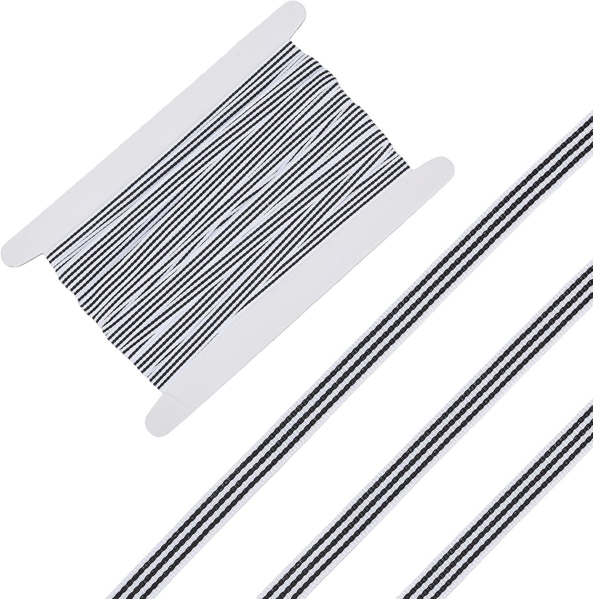 20 yards 0,98 inch wit en zwart gestreept lint, ripsbanden, polyester rand voor naaidecoraties
