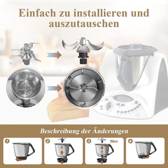 Deegmes voor Vorwerk Thermomix TM31, roestvrij stalen deegmengmes, geen deegresten, snelle reiniging, mixmes, reserveaccessoires voor Thermоmix TM31 keukenmachine, reserveonderdelen voor TM31 — afbeelding 4