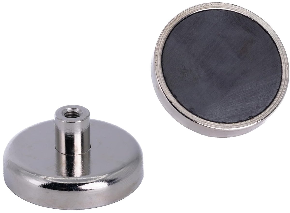 Ferrietpotmagneet met M4 binnendraad voor kunst, ambachten, modelmaken, doe-het-zelf en hobby's - 32mm dia x 7mm dik - 4,1kg pull - Pack van 4
