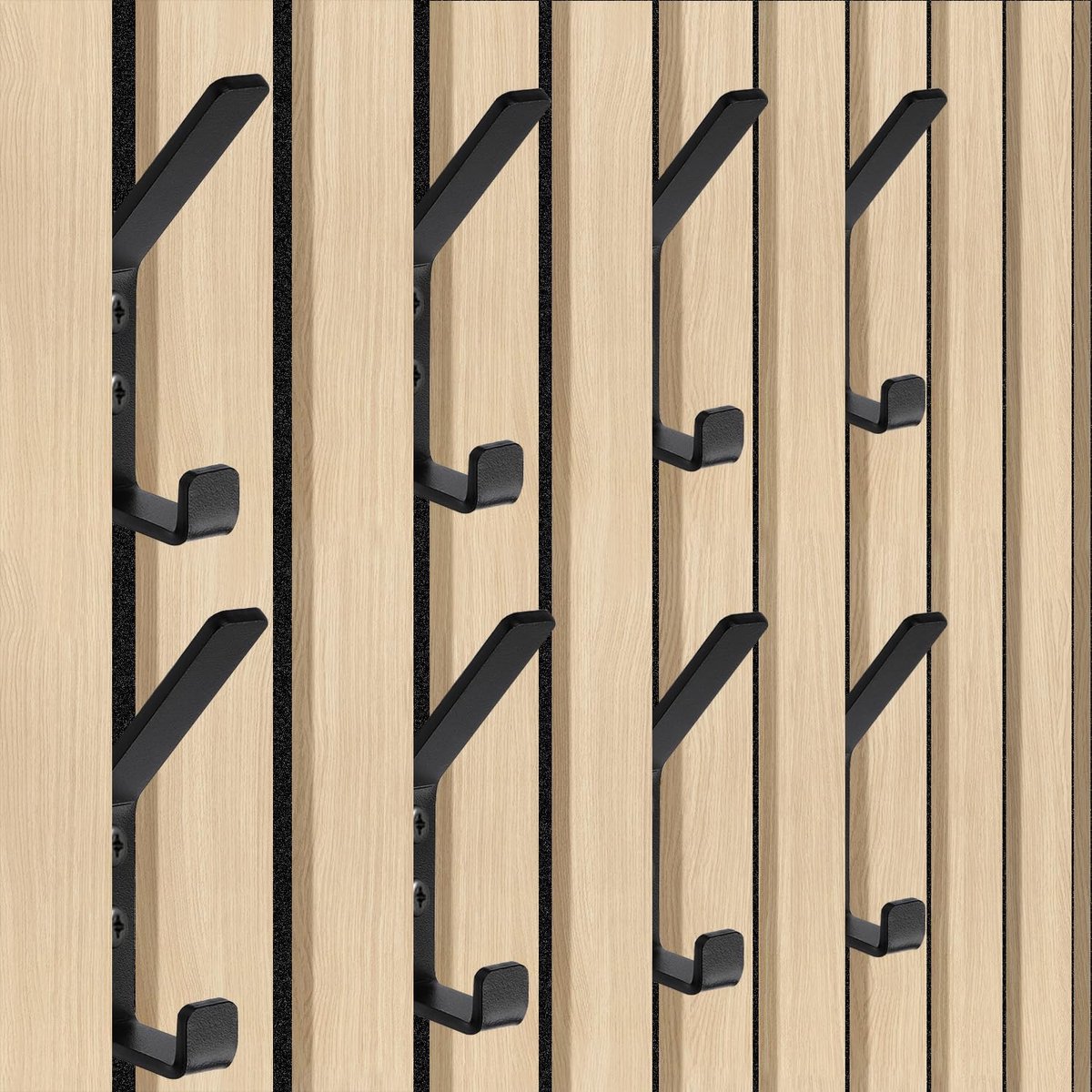 8 stuks garderobehaken, akoestische panelen, wandpanelen, kledinghaken, dubbele wandhaken, metalen haken voor akoestische panelen, slaapkamer, woonkamer, badkamer