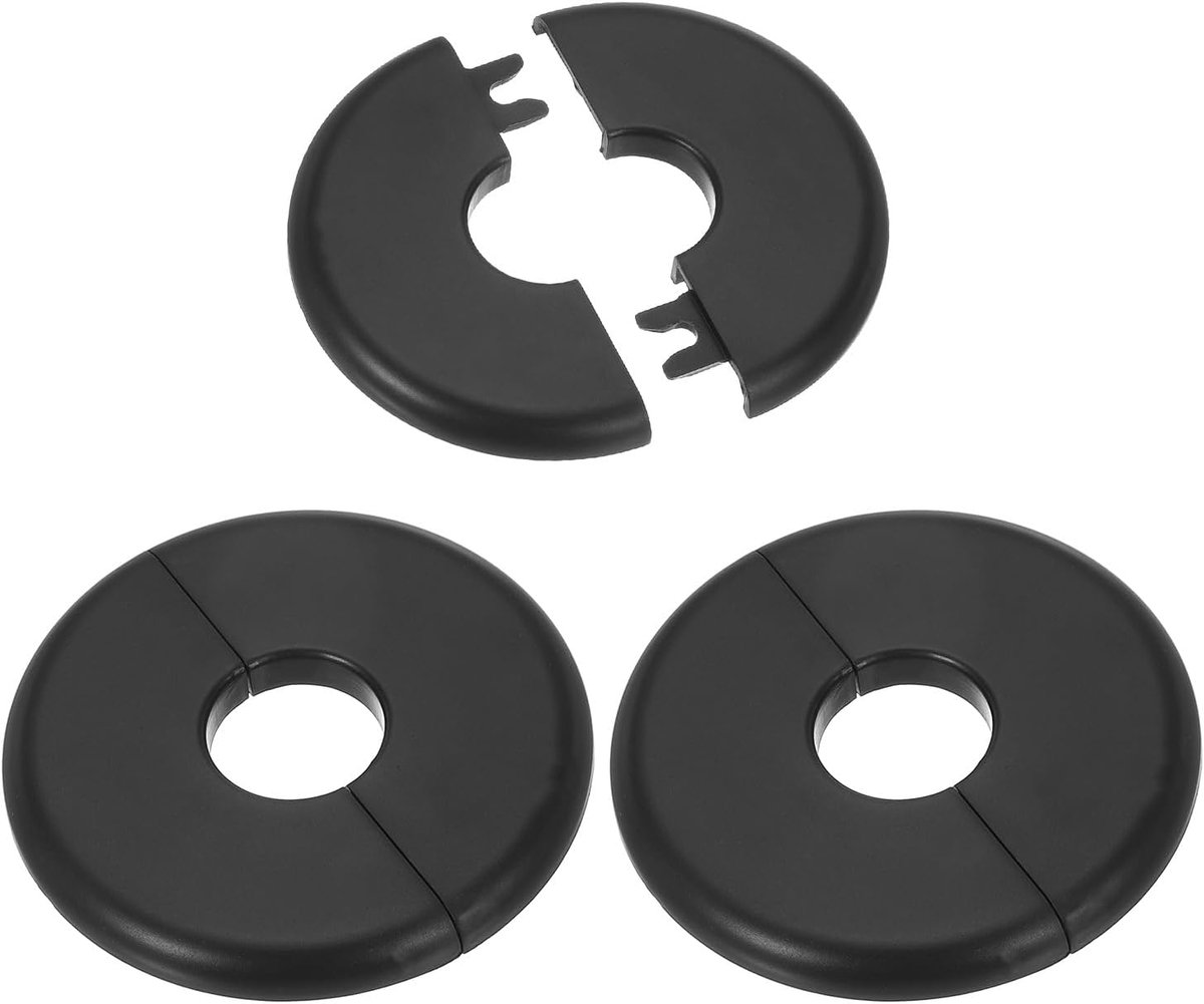 Muursplitflens 23,5mm/0,93", 3 stuks ABS ronde zelfklevende sierplaatdeksel voor waterpijpkraan, zwart