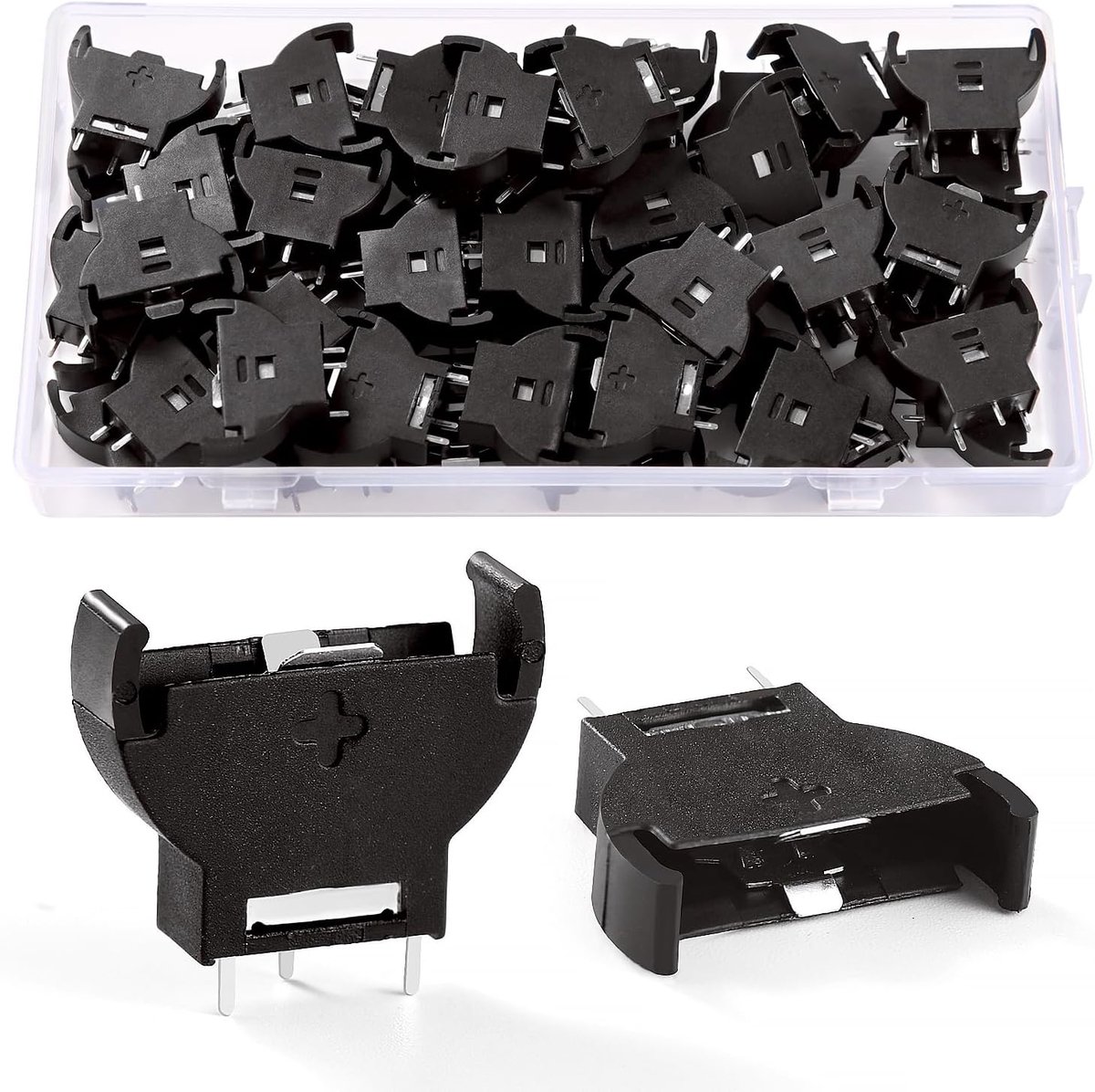 50 Stuks CR2032 Verticaal Knoopcel Batterijhouder, 3V Batterijhouder Knoopcelbatterij Doos, voor CR2025 CR2016 Knoopcelbatterij
