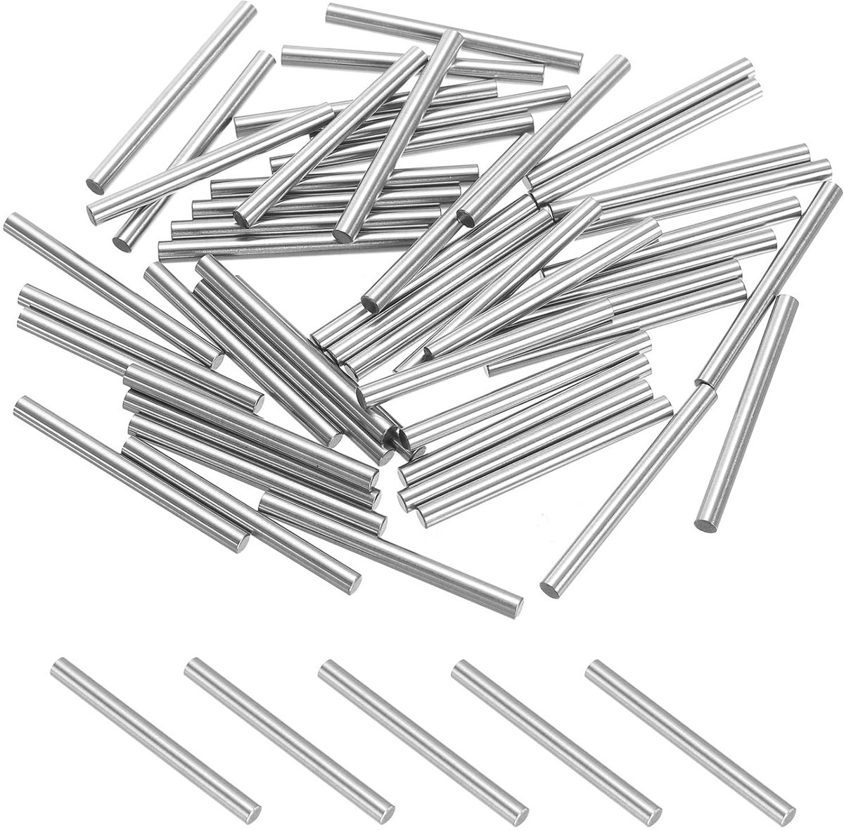 Metalen pennen 3 x 35 mm, 50 stuks 304 roestvrij stalen plankhouders bevestigingselement voor boekenkasten, planken, kledingkast, positioneringscomponent, zilver
