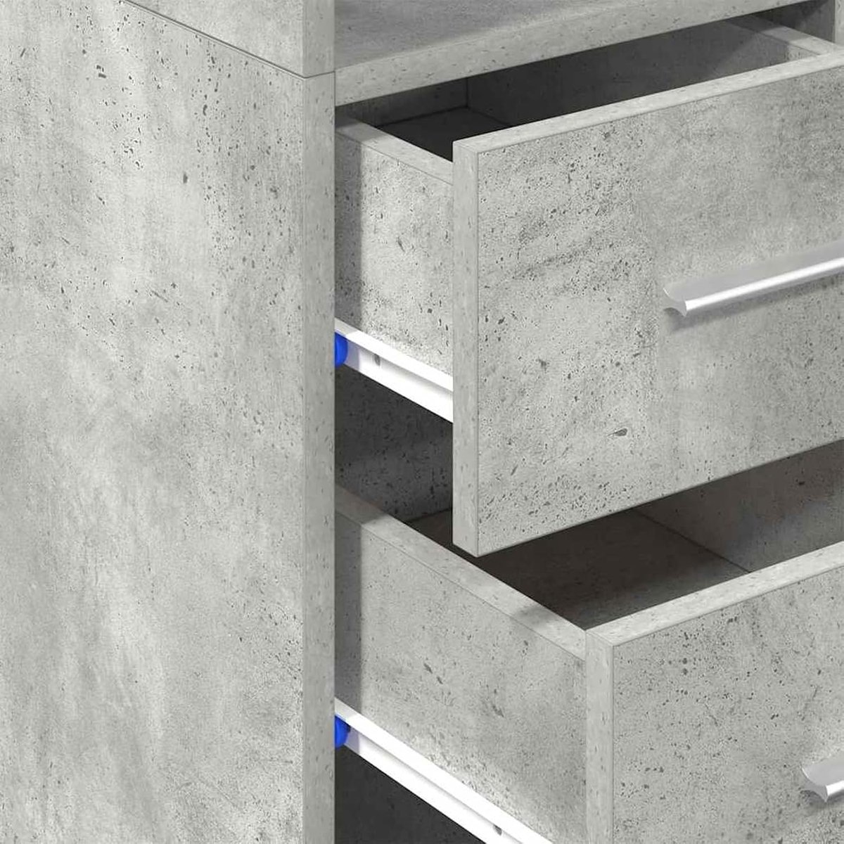 Hoge kast, betongrijs, 30 x 42,5 x 225 cm, van houtmateriaal, met variabele deurmontage, voor badkamer, slaapkamer, keuken