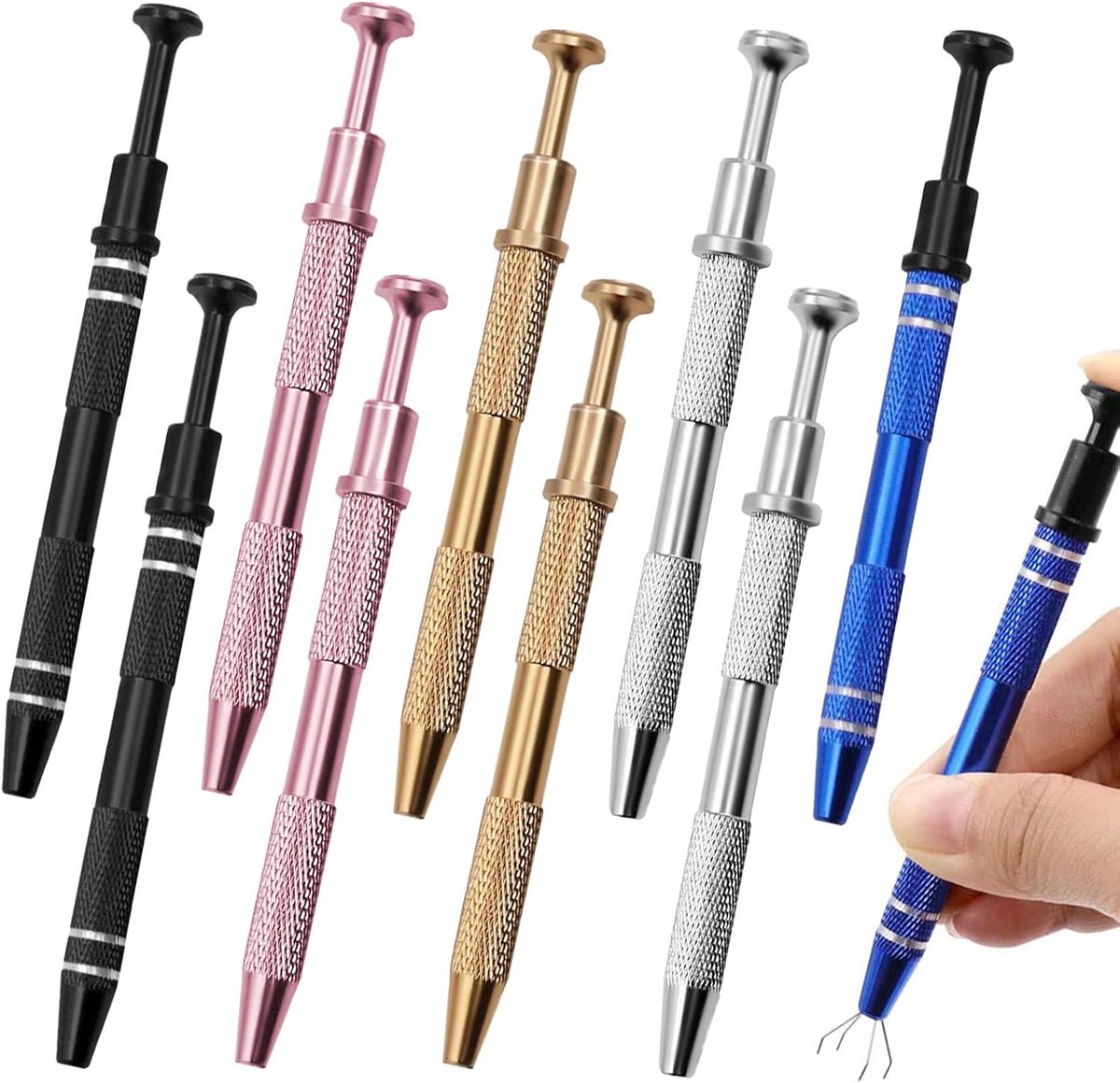10 stuks 4-klauw piercing bal grijper gereedschap, 4-polige juweliers pick-up gereedschap, piercing assistent pen klauw pincet voor diamant elektronische component pick-up wissel verwijdering