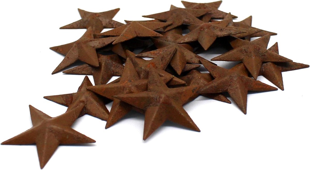 Primitieven Rustiek Land Décor. Rusty Mini Metalen schuur Star Home Decoratieve Accenten, 1-1/2 Inch, Set van 24