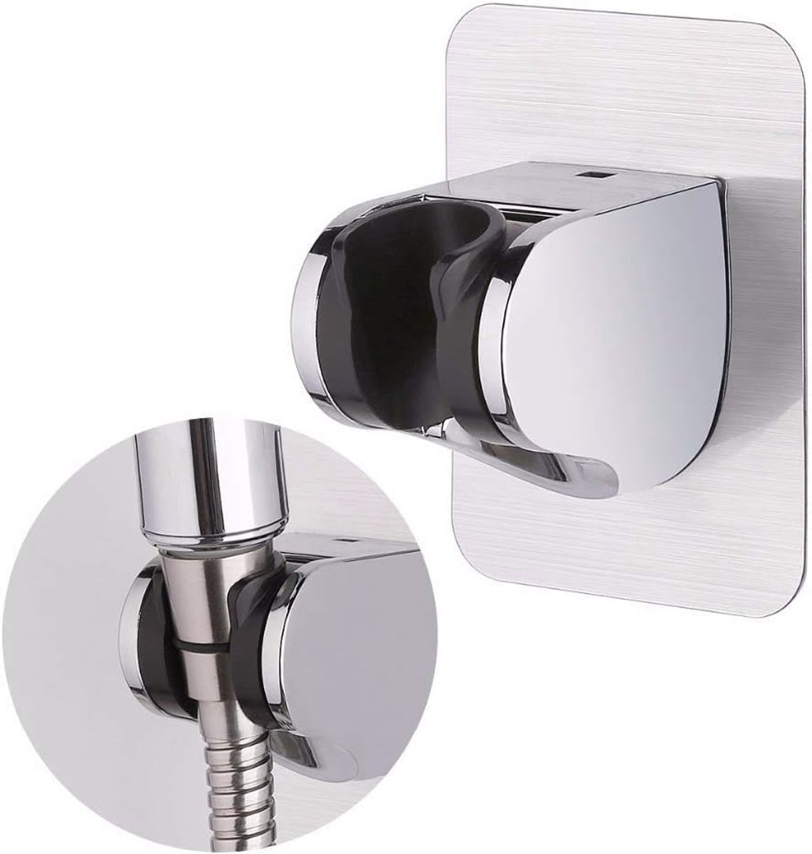 Douchekop Houder Plastic Handheld Douchekop Beugel Verstelbare Beugel Muurbevestiging voor Badkamer met Zelfklevende Stok, (2 Stks-Beugel 03), 100*75*70mm