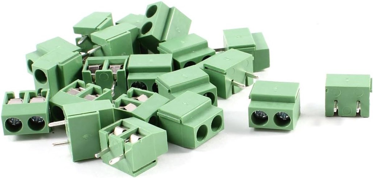 Sourcing map TOOGOO(R) 20 stuks twee polen 5 mm pitch PCB Mount Screw Terminal Block 8A 250V DE