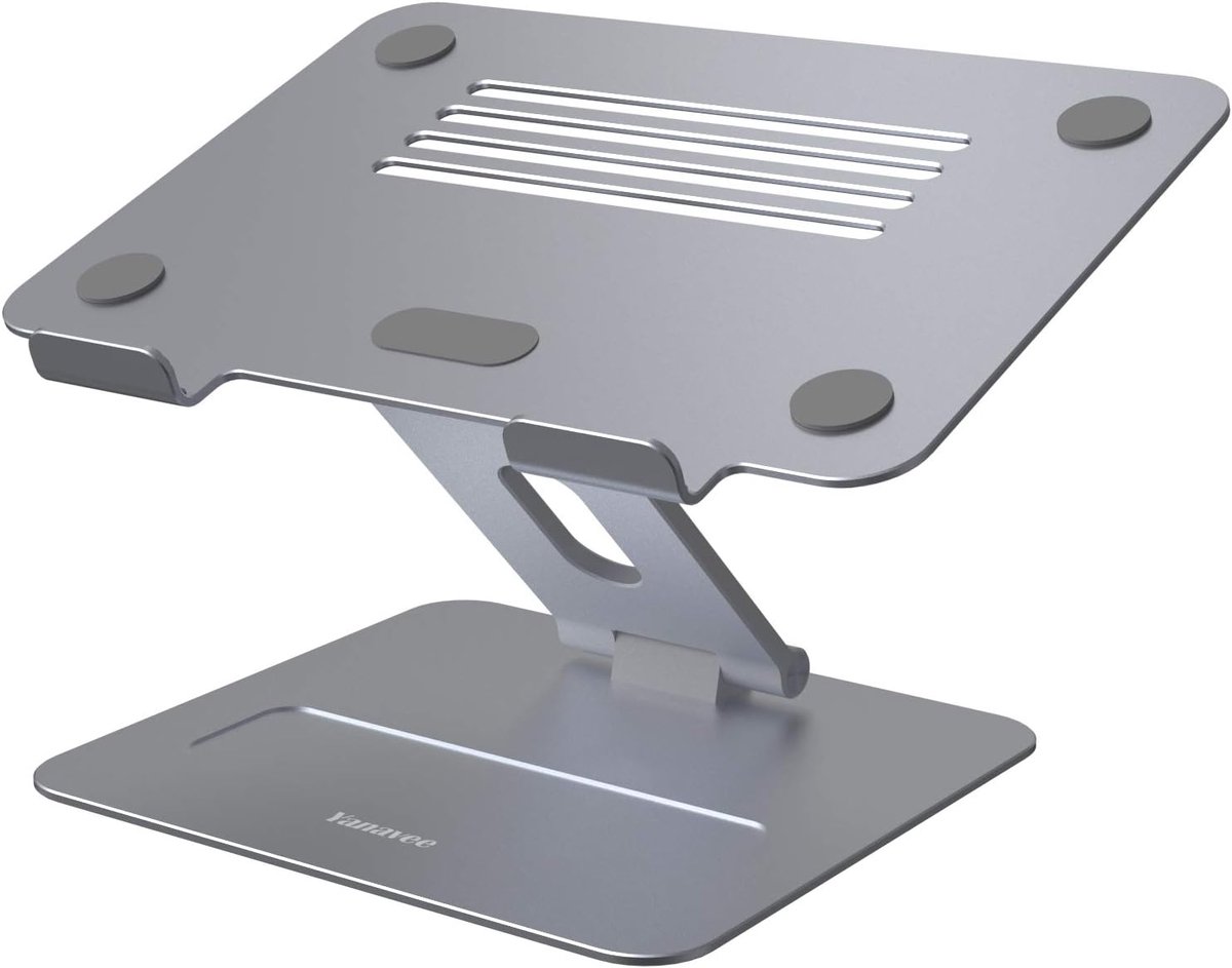 Laptopstandaard, laptophouder voor bureau, aluminium computerstandaard, instelbare laptopstandaard voor Dell, HP, Samsung, Lenovo alle 10-17" notebooks - grijs