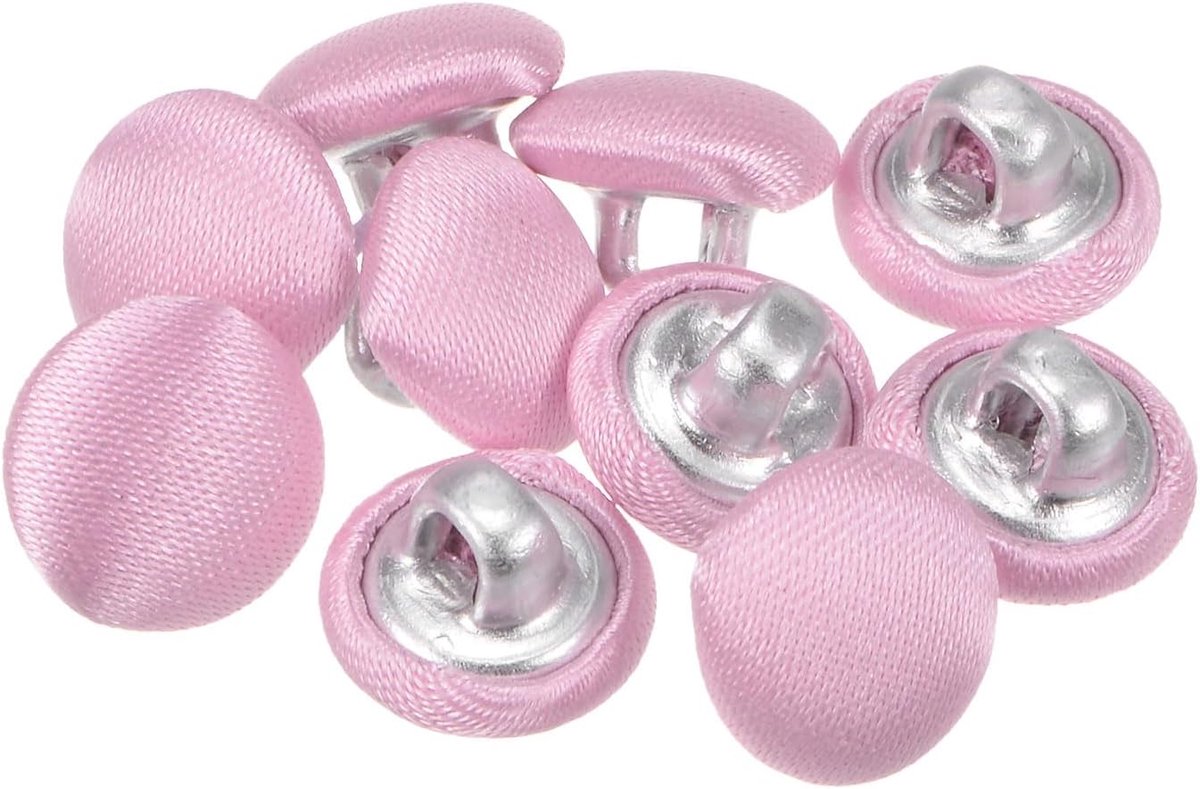 Knopen 10 mm met stoffen bekleding van katoen, 16 liter voor pakken, jurken en blouses, roze