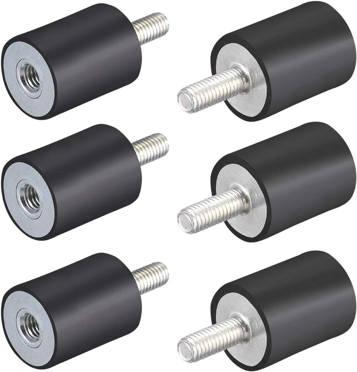 Sourcing map Rubberen houders mannelijk vrouwelijk M6, trillingsisolatoren, schokdempers 20 mm x 25 mm, 6 stuks