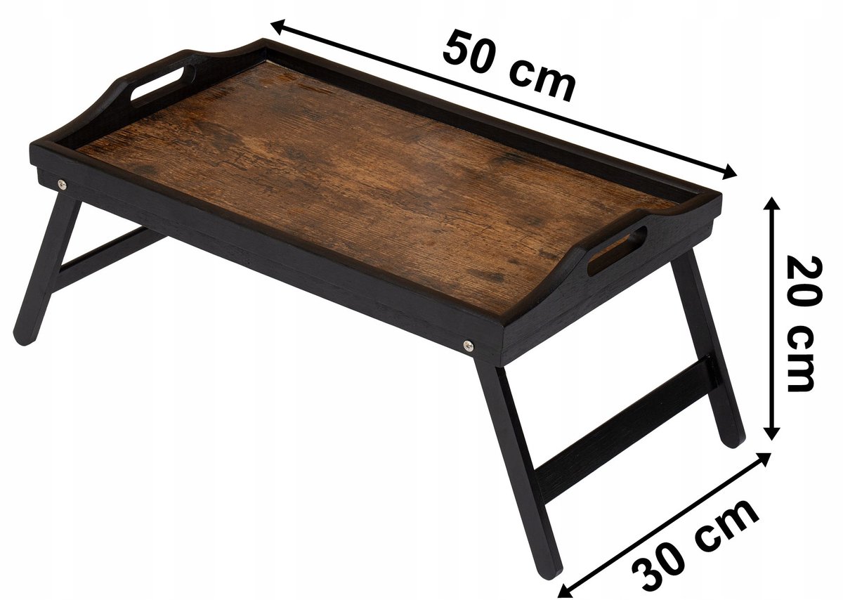 Merkloos Bedtafel met Laptopstandaard - Hout, Rustiek Design