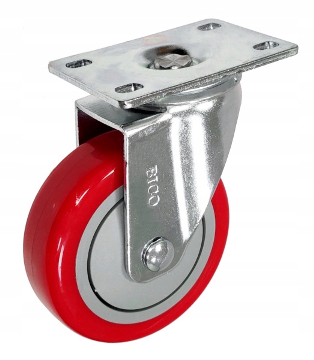Zwenkwiel PU Ø100mm, 130kg, met plaat, type F