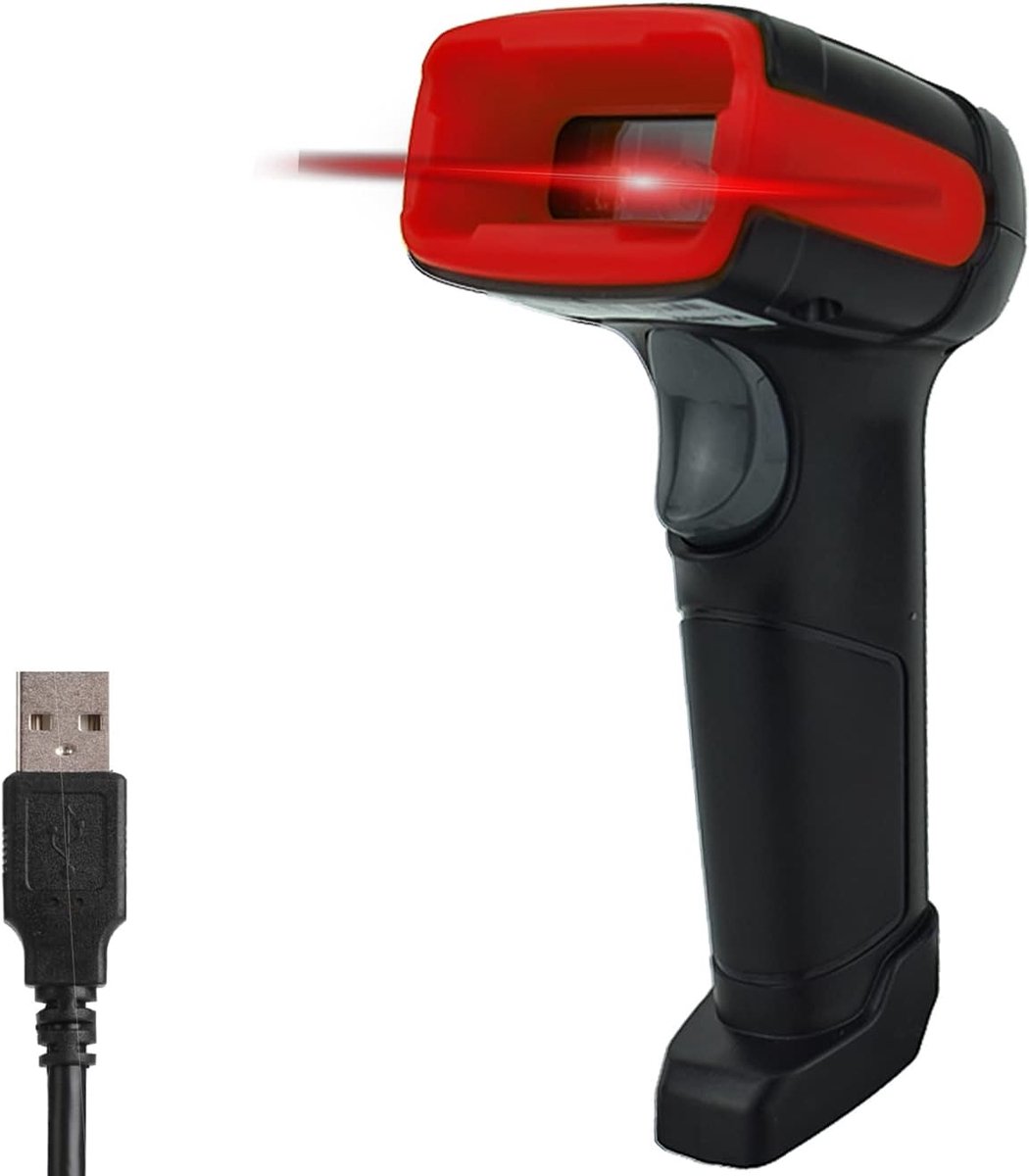 Barcode scanner 1D/2D QR - Wired, 4mil, Rood - Plug and Play - Ideaal voor magazijn en supermarkt - ShopVlot