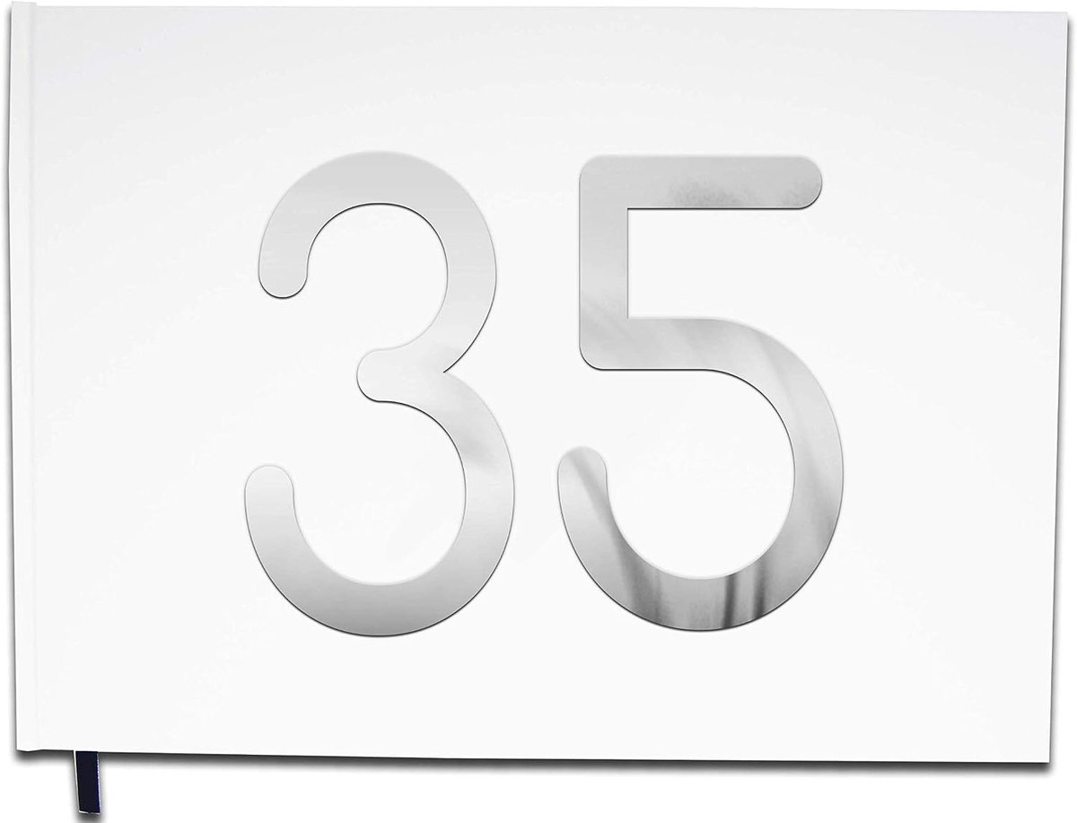 Gastenboek 35 jaar - chrome-plated letters - 100 pagina's - premium kwaliteit - voor bijzondere momenten - ShopVlot