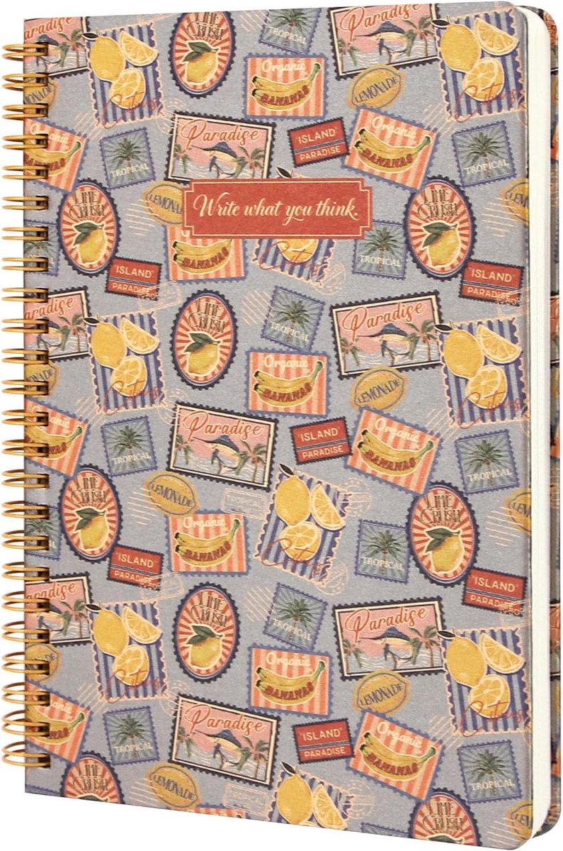 A5 spiraalgebonden notitieboek - citroenzomerontwerp - 160 pagina's - soepel schrijven - ShopVlot