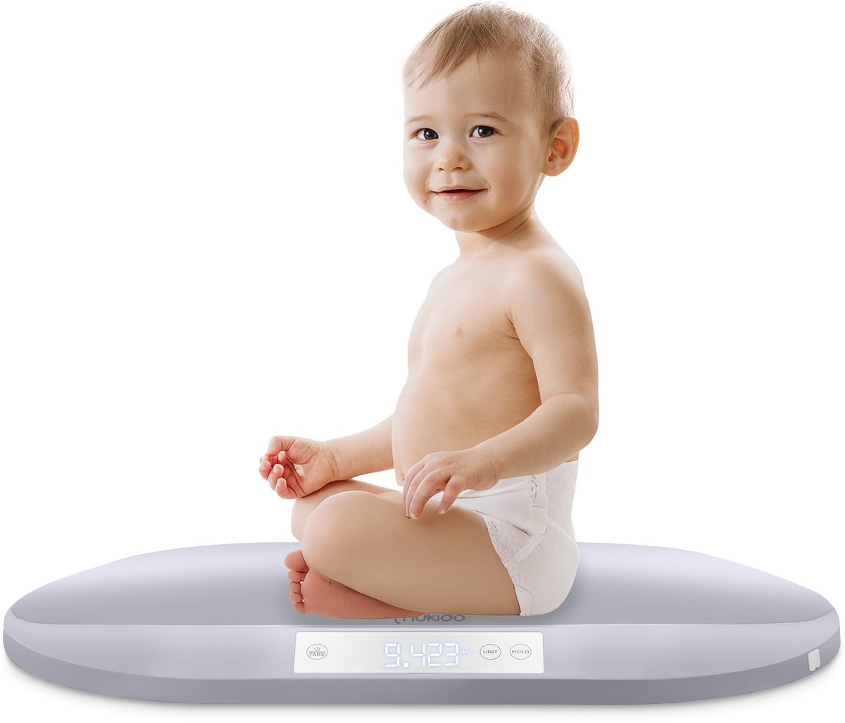 Babyweegschaal 40 kg - grijs - 5 gram nauwkeurigheid - geïntegreerde meetschaal - ShopVlot