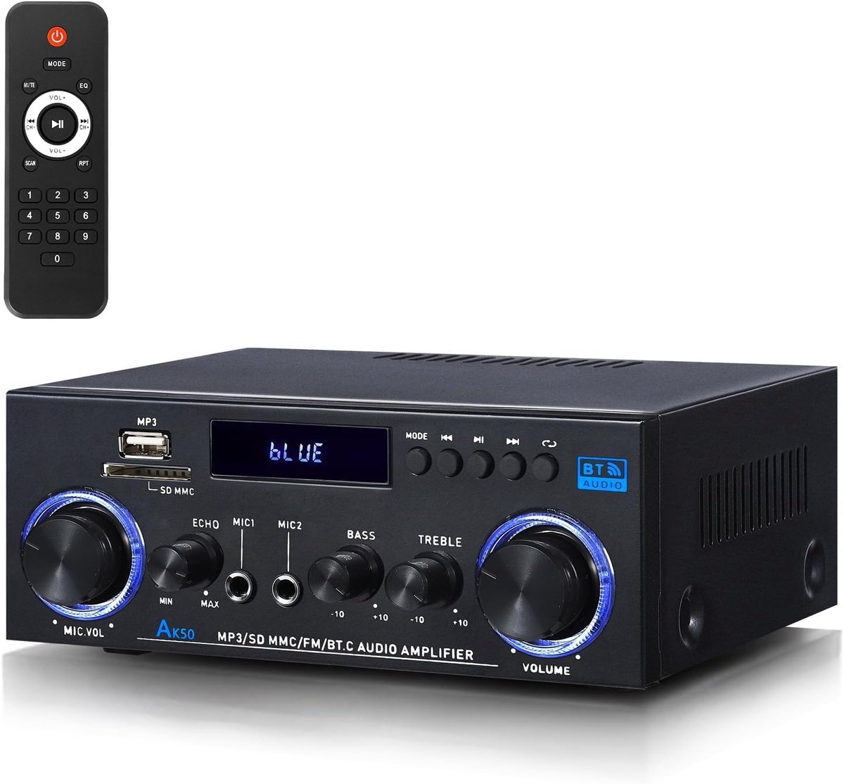 Hi-Fi versterker 400 W - Bluetooth 5.0 - FM radio - Ideaal voor home cinema - ShopVlot