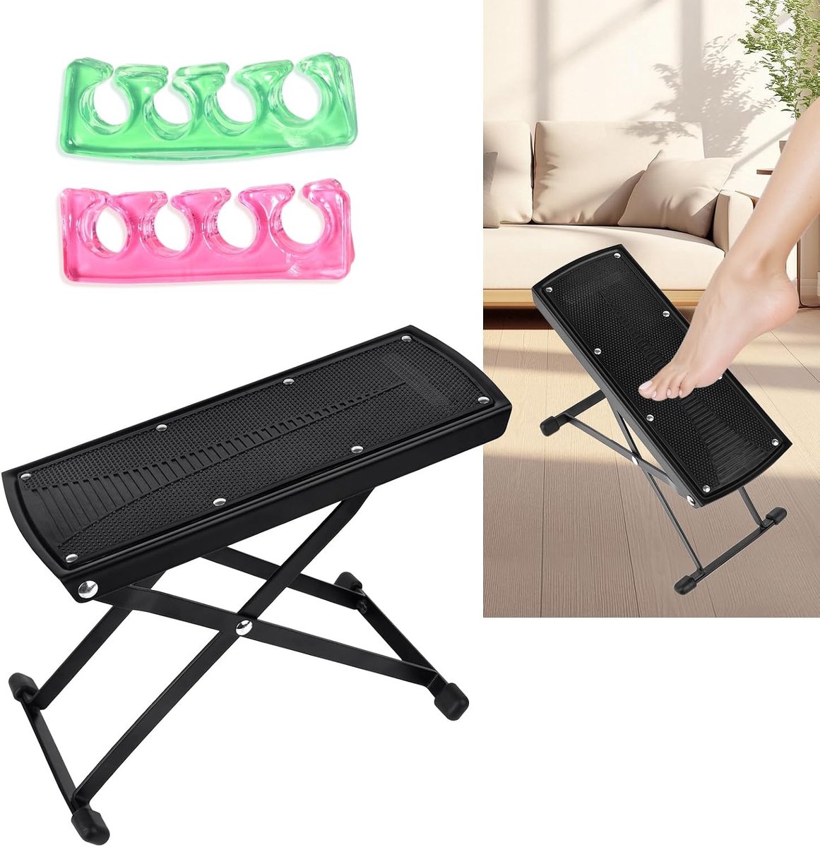 Opvouwbare pedicure-voetsteun - 6 verstelbare hoogtes - antislip kruk - ergonomische pedicure-ervaring - ShopVlot