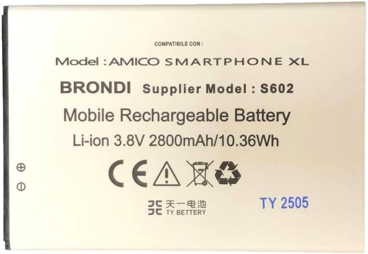 Mobiel batterij 2800mah - compatibel met Brondi Amico Smartphone XL - nieuwe batterij - ShopVlot