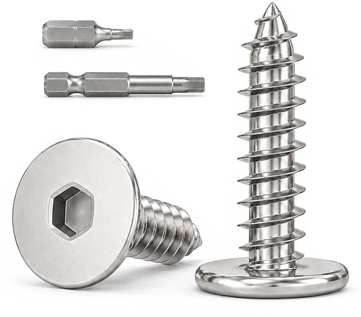 Houtschroeven M3 x 12 mm - Roestvrij staal A2 V2A - Volledige schroefdraad - Ideaal voor meubels - ShopVlot