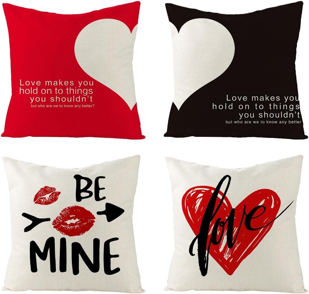Sierkussenhoes 45 x 45 cm - Linnen - Beige/Zwart/Rood - Voor een stijlvolle uitstraling - ShopVlot