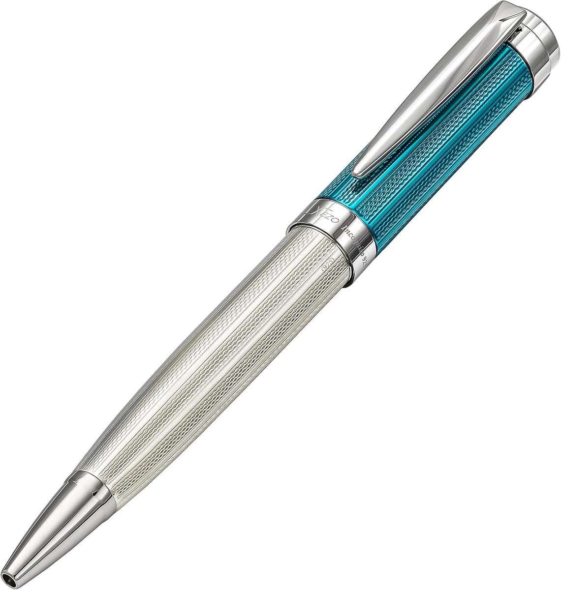 Balpen - twist-action - 925 sterling zilver met blauwe lak - limited edition - ShopVlot