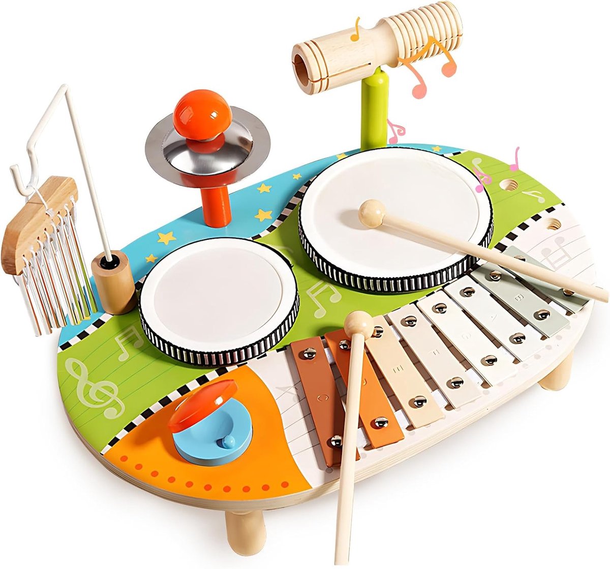 Kinderdrumstel 6-in-1 - Muzikaal speelgoed - Educatief en sensorisch - Ontwikkelt muzikale interesse - ShopVlot