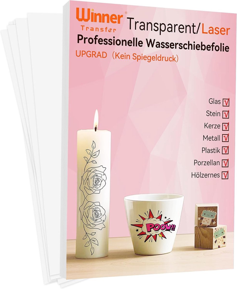 Watertransferfolie A4X10 - Transparant - Voor speelgoedmodellen, keramiek en glas - Ideaal voor DIY cadeaus - ShopVlot