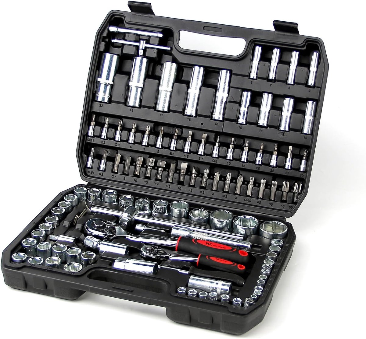 Gereedschapsset 108-delig - Chrome vanadium staal - Compleet met steeksleutels en bits - Ideaal voor klussen - ShopVlot