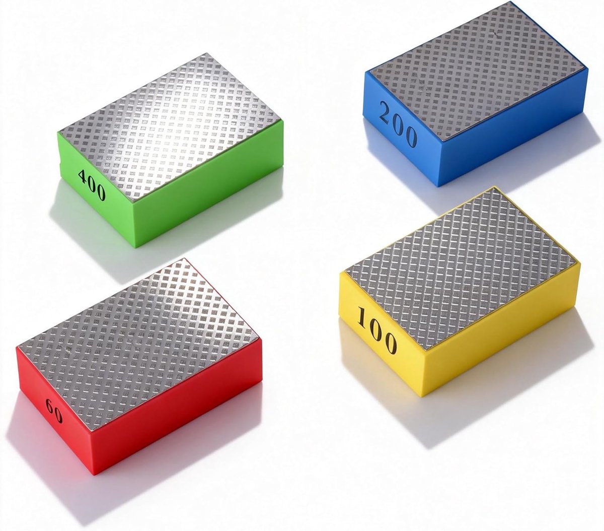 SnelShoppen - 4 Stuks Diamant Hand Polijst Pads, Schuurblokken Polijst Pads, Schuurblokken voor Steen, Keramische Tegels, Glas Schuren en Afwerken, 60