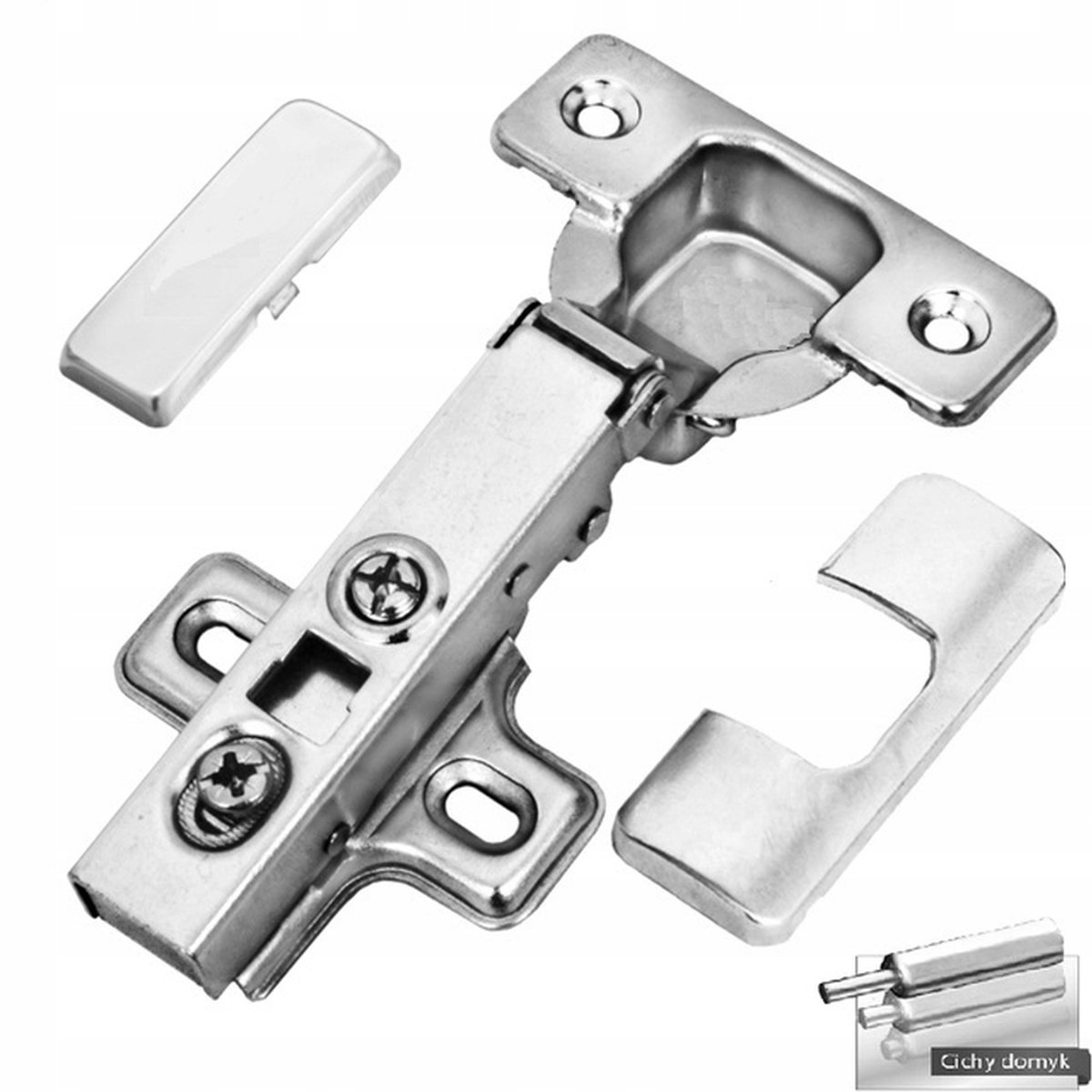 Merkloos keukenkastscharnier met soft-close en clip-on systeem