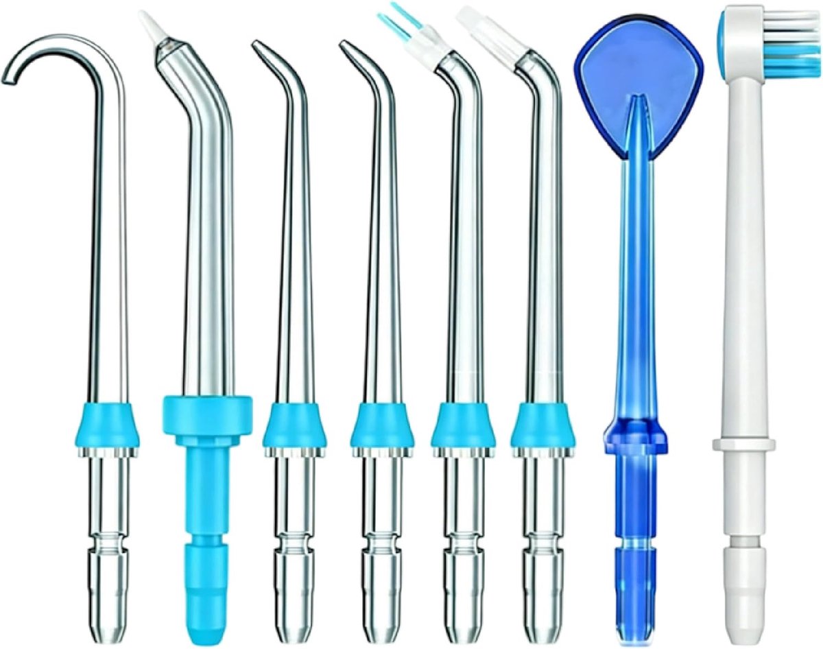 Flosser tips set van 8 - vervangingskoppen voor Waterpik - compleet assortiment - voor optimale mondhygiëne - ShopVlot