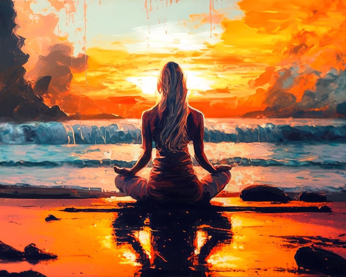 SnelShoppen - DIY Schilderen op Nummer Kit Vrouw op Yoga Strand bij Zonsondergang 40x50cm - Canvas Verfset voor Volwassenen en Kinderen - Perfect voor