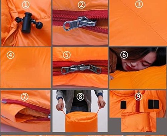 Slaapzak Dons Gevuld - Outdoor Kampeerzak - Kamperen en Reizen - Waterdicht Ademend Warm - Niet gespecificeerd - Zwart — afbeelding 3