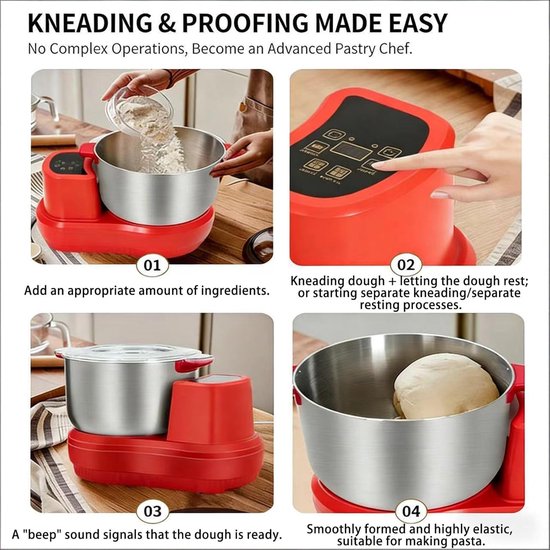 Keukenmachine Mixer - Deegmachine Bakmachine - Brood Knoedels Maken - 10L Kom Fermentatie - 35x27x44cm — afbeelding 2