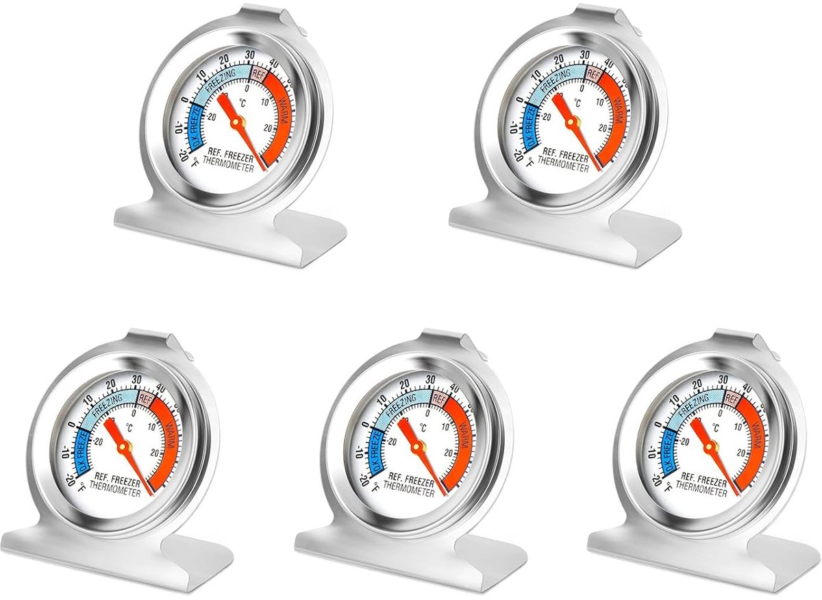 Koelkastthermometer 5Pcs - 2 Inch Grote Wijzerplaat - Rood Indicator - Voor Nauwkeurige Temperatuurmeting - ShopVlot