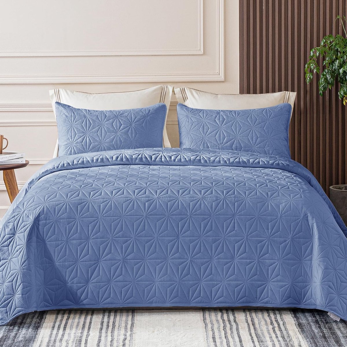 Bedsprei 260 x 280 cm - Geometrisch patroon - Zacht en licht - Voor 4 seizoenen - ShopVlot