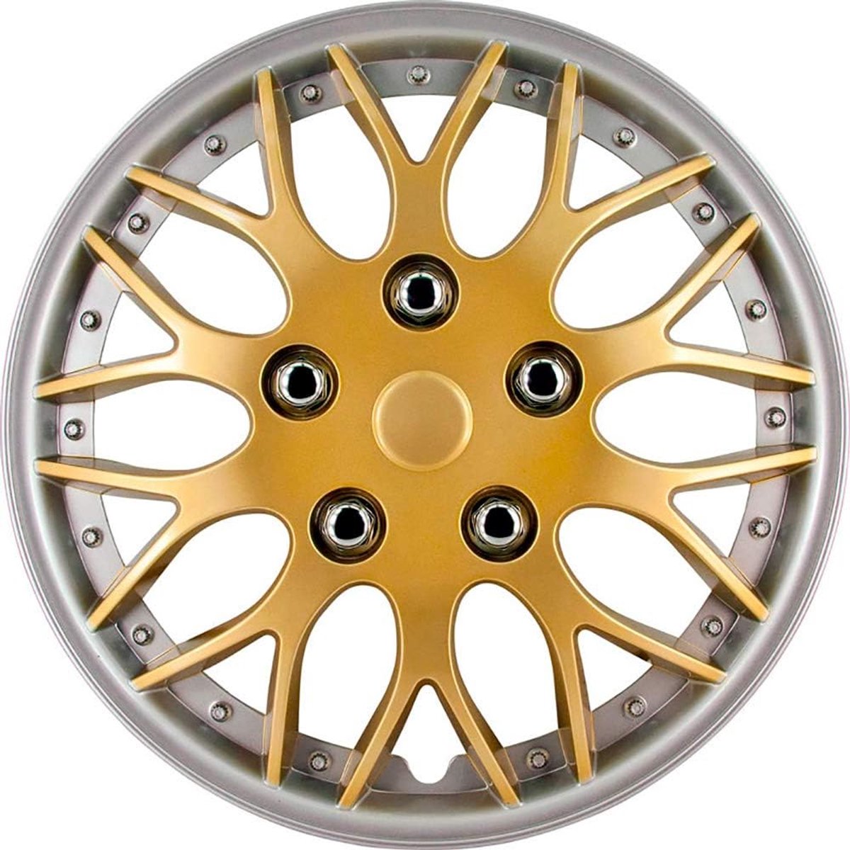 Wieldeksel set 15-inch - goud/zilver rand - stijlvolle uitstraling - bescherming van velgen - ShopVlot