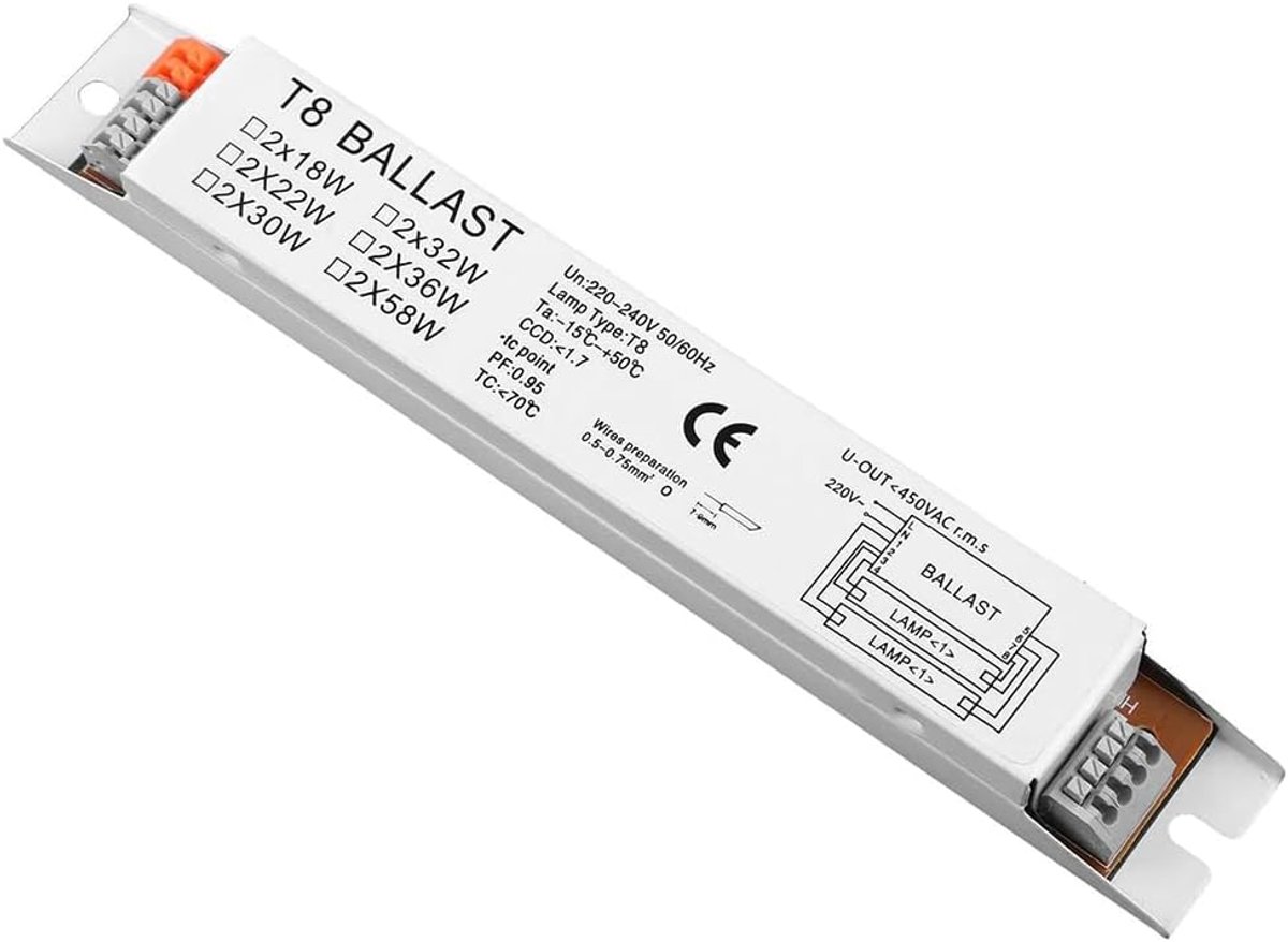 Fluorescentielamp ballast 2x18W - elektronisch - breed voltage - lange levensduur - SnelShoppen